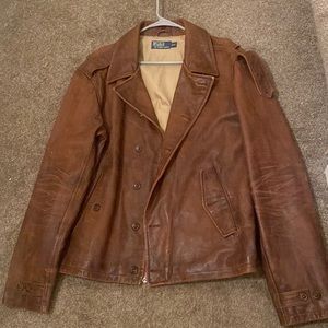 Dark Tannish Brown Ralph Lauren Leather Jacket XL
